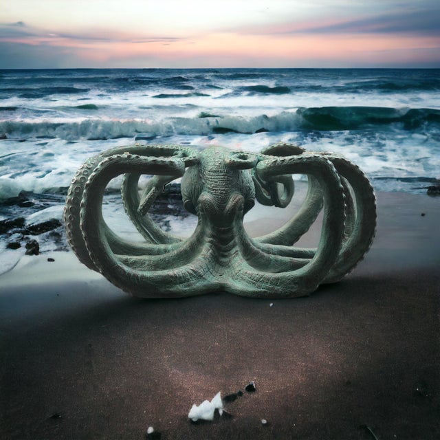 1970s 1970s Octopus Nautical Coffee Table Made of Bronzed Clad Composite. With Glass Top For Sale - Image 5 of 11