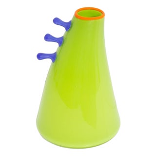 Signed Art Glass Vase by Jen Violette For Sale