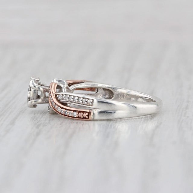 Modern 0.17ctw Diamond Cluster Engagement Ring 10k Rose Gold Sterling Silver Size 6.25 For Sale - Image 3 of 9