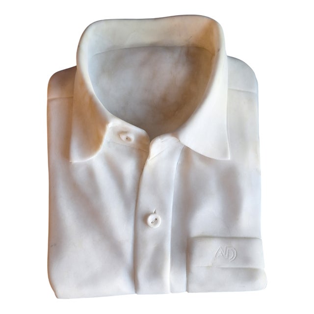Carved Alabaster Sculpture Shirt, 1980s For Sale