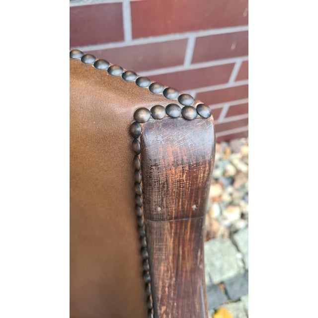 Mid-Century Modern Vintage Chair in Wood and Leather, 1950s For Sale - Image 3 of 15