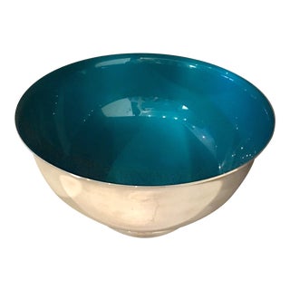 Reed & Barton Silver & Enameled Aqua Bowl For Sale