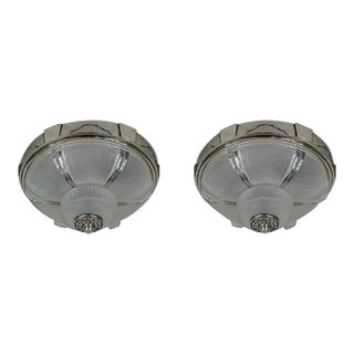 1930s French Art Deco Flush Mounts by Ejg Ezan France - a Pair For Sale