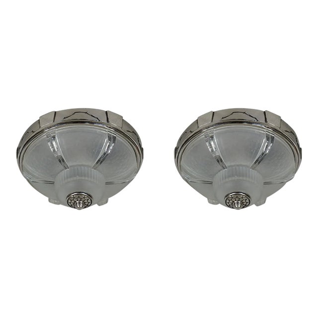 A Pair of French Art Deco Flush Mounts by Ejg Ezan 1930s France - 2 Pairs Available For Sale
