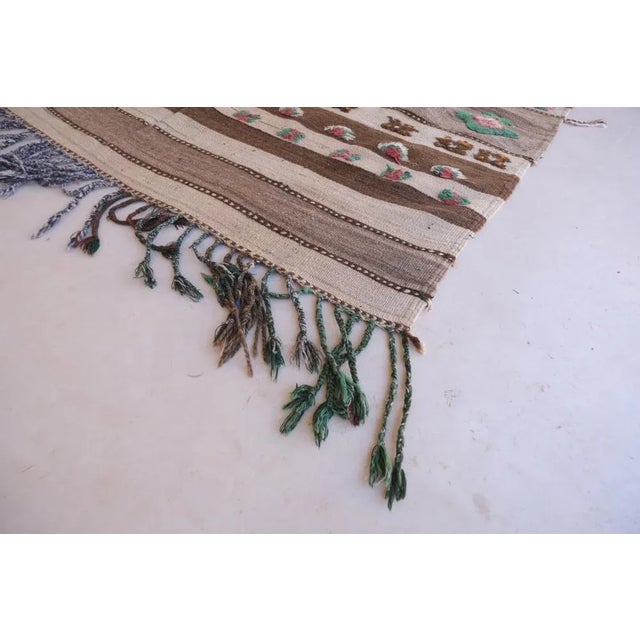Brown Authentic Moroccan Vintage Kilim Rug - 12 X 4.3 Ft For Sale - Image 8 of 8