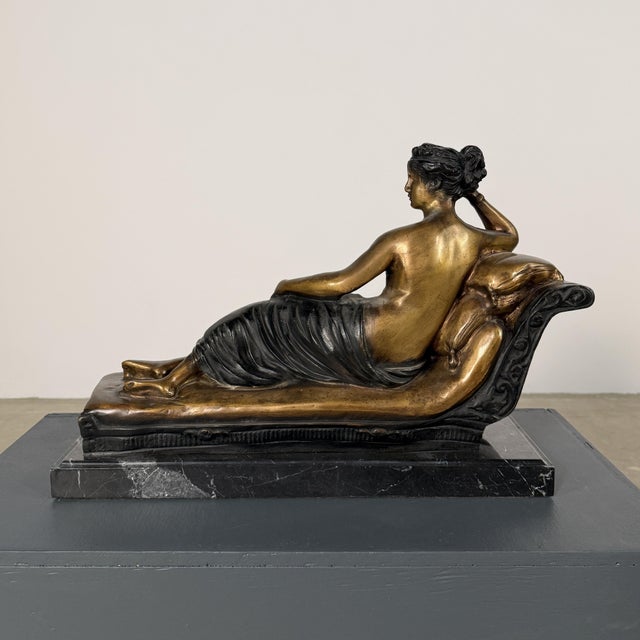 Neoclassical Bronze “Paulina on Chaise Lounge” – 19” Long For Sale In Dallas - Image 6 of 7