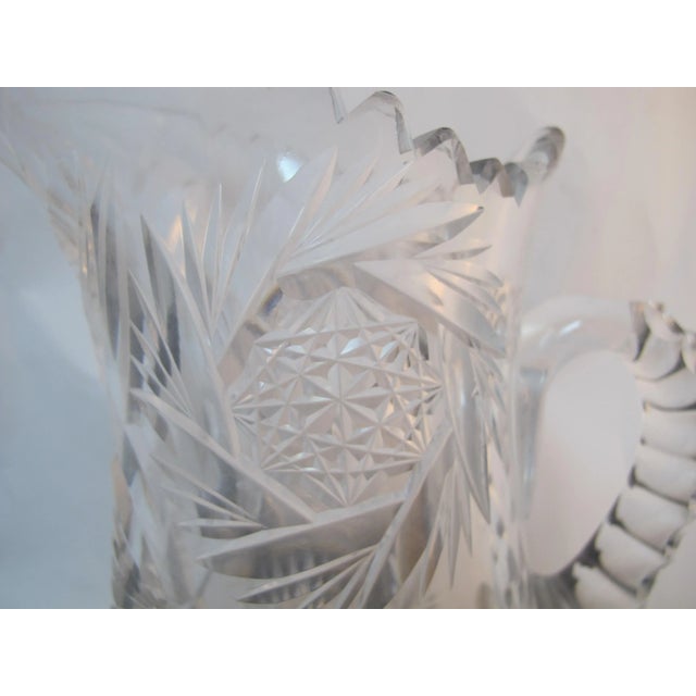American American Brilliant Period Clear Cut Glass Water Pitcher Carafe For Sale - Image 3 of 8
