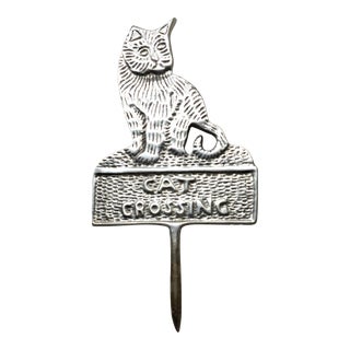 Vintage Aluminum Outdoor "Cat Crossing" Sign For Sale
