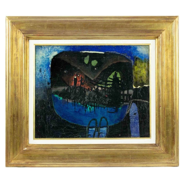 Gianni Dova, Head, Original Oil on Canvas, 1960 For Sale