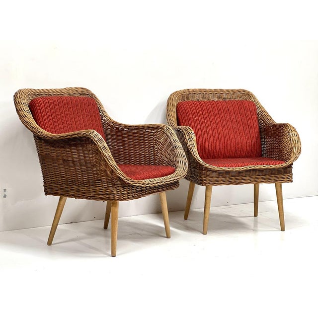 Set of Rattan Lounge Chairs, 1960s For Sale - Image 11 of 18