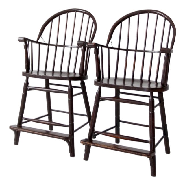 Antique Windsor Billiard Chairs Pair For Sale