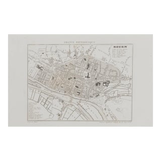 Map of Paris, Original Etching, 19th Century For Sale