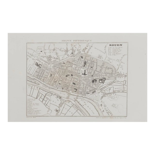 Map of Paris, Original Etching, 19th Century For Sale