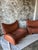 Vintage Cognac Leather Sling Lounge Chairs – Pair For Sale - Image 4 of 18