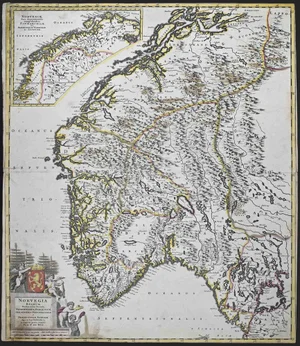 Norvegia Regnum Map Etching by Frederick de Wit, 1680s