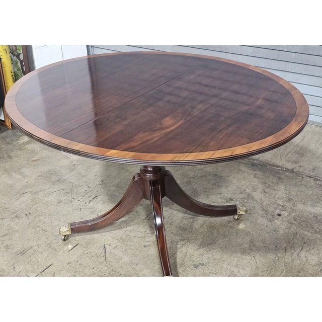 Late 20th Century Late 20th Century Stickley Oval Federal Style Mahogany Dining Table W 2 Leaves Brass Paw Feet For Sale - Image 5 of 11