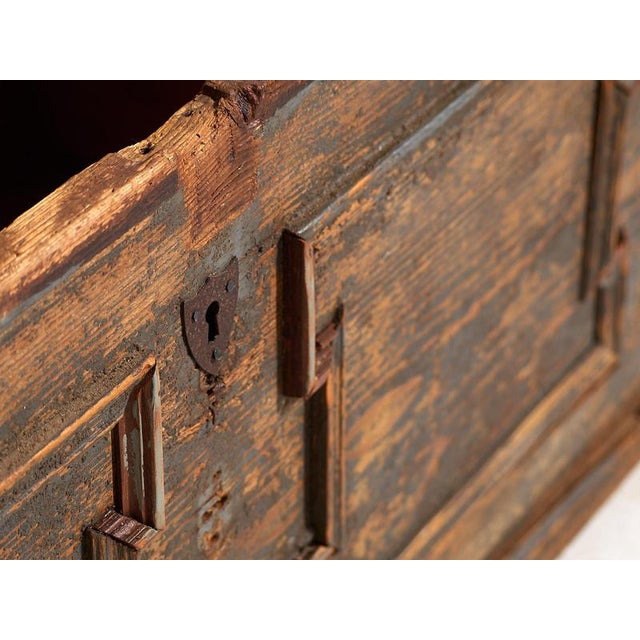 Antique Trunk with Pearl Gray Patina, 1900 For Sale - Image 12 of 16