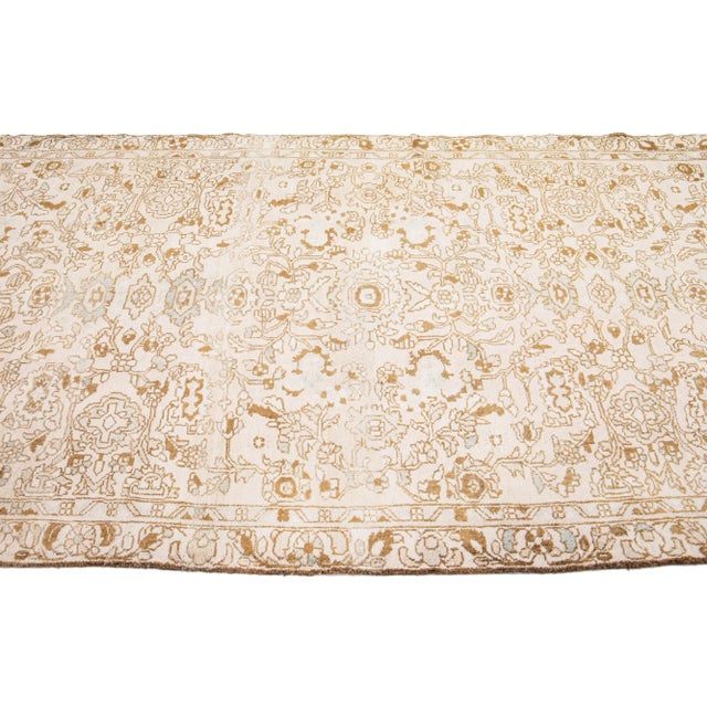 1960s 1960s Vintage Persian Hamadan Beige Handmade Floral Wool Rug For Sale - Image 5 of 8