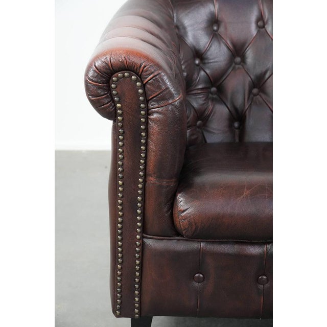 English-Style Chesterfield Club Chair in Cowhide Leather For Sale - Image 9 of 15