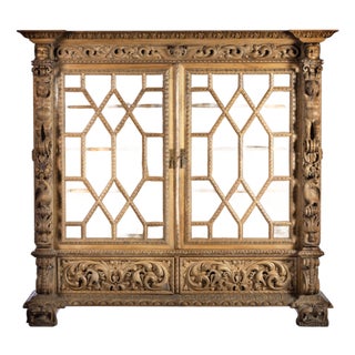 Large Portuguese Baroque Style Display Cabinet, 19th Century For Sale
