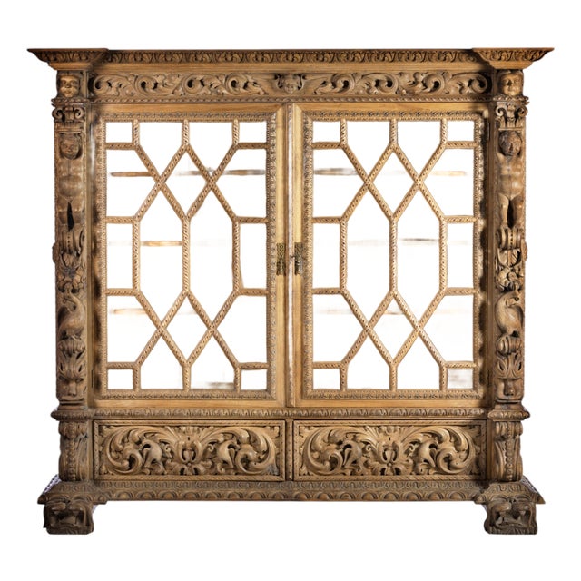 Large Portuguese Baroque Style Display Cabinet, 19th Century For Sale