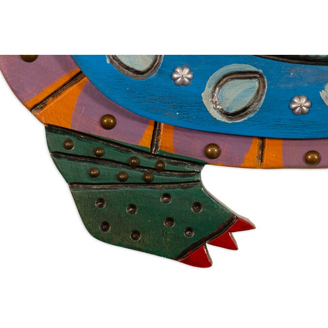 Sculpture Materials Pat Custer Denison Mixed Media Hanging Folk Art Turtle For Sale - Image 7 of 7