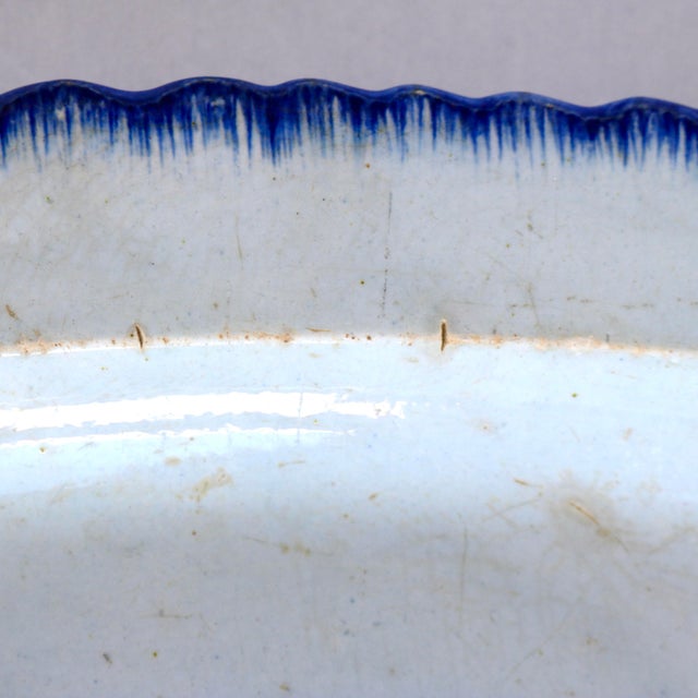 1810s Herculaneum Liverpool Blue Feather-Edge Pearlware Platter - 17.5" For Sale - Image 9 of 11
