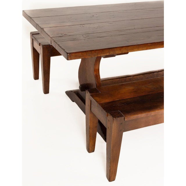 959 Large Solid Cherry Custom Built Dining Table and Two Benches For Sale - Image 4 of 17