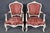 French Louis XV Style Painted Armchairs With Red Silk Upholstery a Pair For Sale - Image 3 of 12