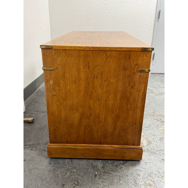 1970s National Mt. Airy Campaign Oak Desk, Vintage For Sale - Image 5 of 12