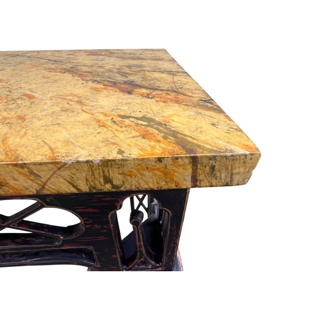 1990s Chinese Chippendale Chinoserie Faux Marble Top Console / Sofa Tables a Pair For Sale - Image 12 of 18