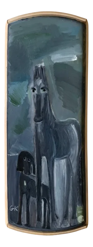Gabriela Kurylewicz, A Hound, a Horse and a Ball, Oil on Panel, 2025
