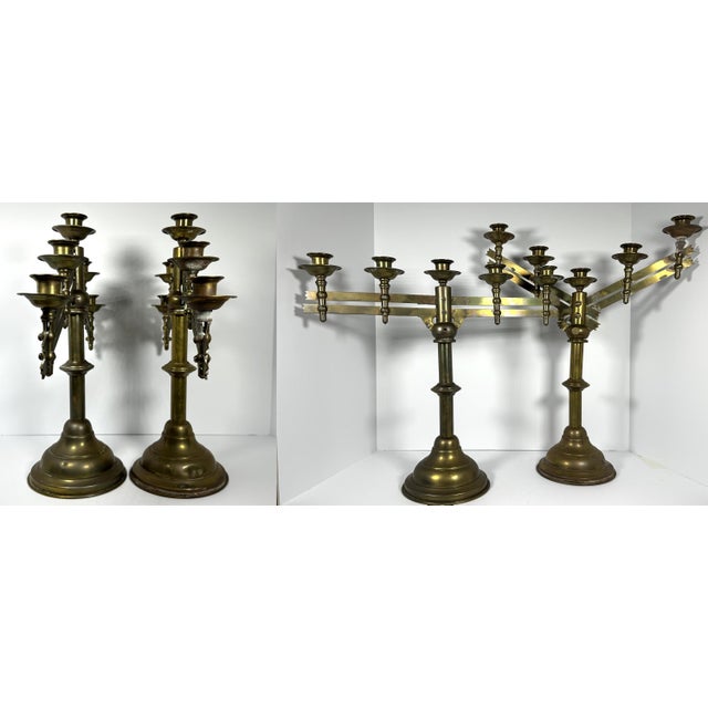 Pair of U.S. Army Brass Adjustable Candelabras for your consideration. Each candelabra measures approx. 21 1/4 inches tall...