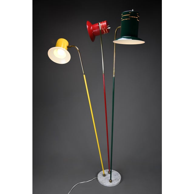 1950s Mid-Century Modern Italian Red Green and Yellow Floor Lamp, 1950 For Sale - Image 5 of 18