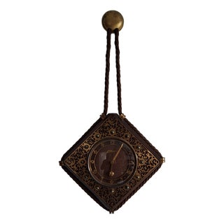 Mid-Century Mechanical Wall Clock with Brass-Decorated Front from Atlanta, 1950s For Sale