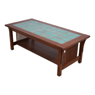 Stickley Mission Oak Tile Top Coffee Table For Sale