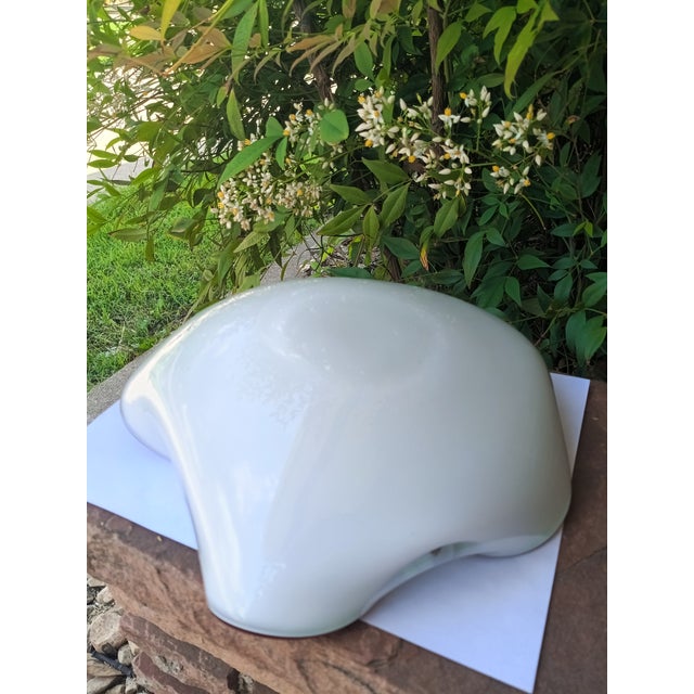 Vintage Murano-Attributed Large Sommerso and Lattimo Art Glass Bowl in Red and White With Gold Shimmer Large Catchall For Sale - Image 10 of 11