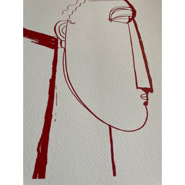 Amedeo Clemente Modigliani A. Modigliani (1884-1920), Tetes (Red), Printed in Italy For Sale - Image 4 of 8
