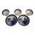 18th Century Chinese Export Blue & White Tea Bowls and Underplates With English Clobbering - Set of 5 For Sale