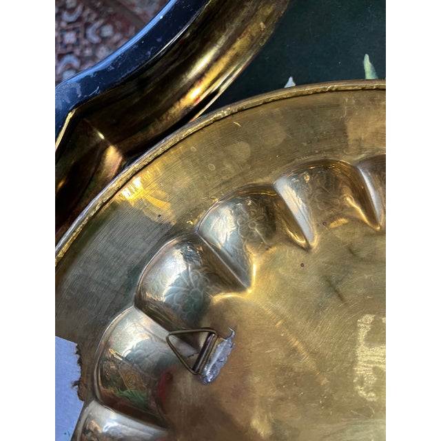 Boho Chic Vintage Brass Tray With Red Peacock Accents For Sale - Image 3 of 4