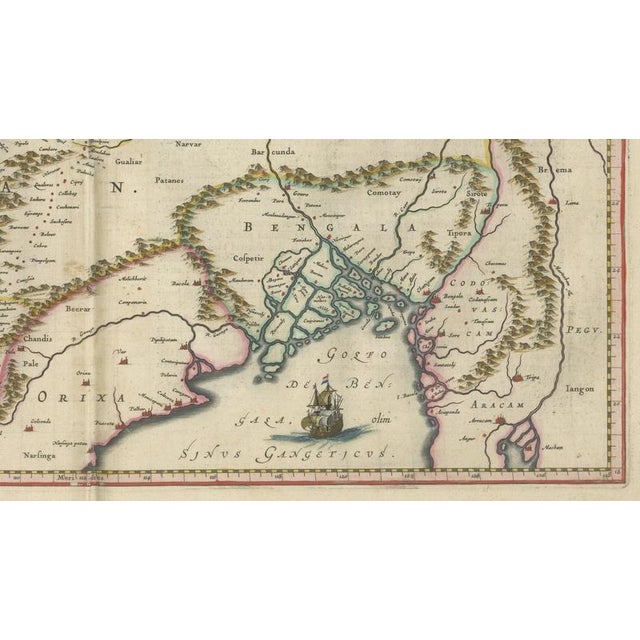 Paper Imperial Mughal India Map from Blaeu, 1642 For Sale - Image 7 of 13