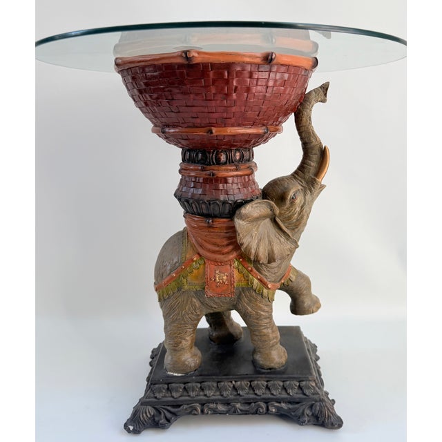 Traditional Whimsical Elephant Drinks or Accent Table For Sale - Image 3 of 6