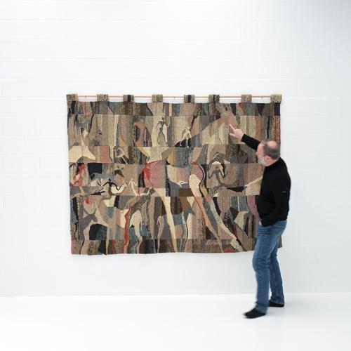 Abstracted Figurative Rug in Fabric For Sale - Image 11 of 18