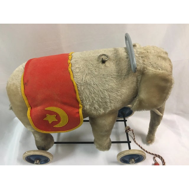 Steiff Riding Elephant on Wheels With Growler and Felt Saddle | Chairish
