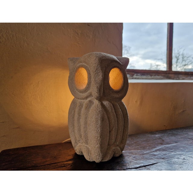 Sculptural Limestone Owl Lamp by Albert Tormos, France, 1970s For Sale - Image 15 of 15