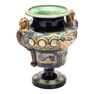 Late 19th Century Majolica Urn For Sale