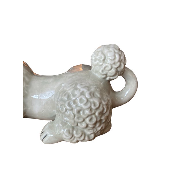 Ceramic 1950s Staffordshire Style Hand Painted Ceramic French Poodle Statue For Sale - Image 7 of 11