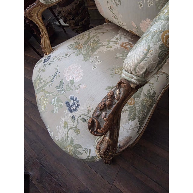 Antique Louis XV Style Giltwood Armchairs For Sale - Image 9 of 16