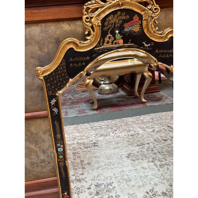 Black Friedman Brothers Canton Hand-Painted Chinoiserie Mirror For Sale - Image 8 of 12