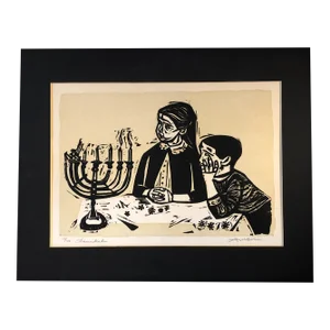 1960’s Original Irving Amen Wood Block Print “Chanukah “
